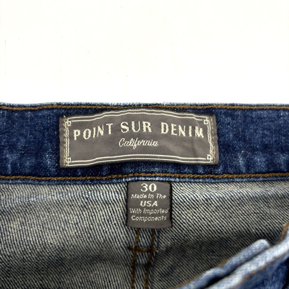 2018 Point Sur Denim Med Wash Distressed High Rise Cropped Jeans 30x26" USA Made - Picture 5 of 15